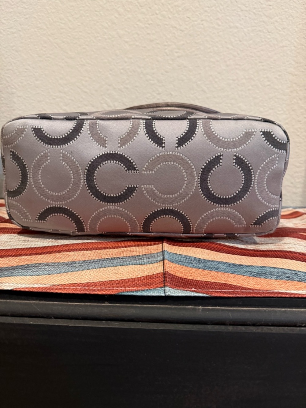 Coach Madison Op Art Sateen Tote in Gray/Silver - Picture 9 of 13